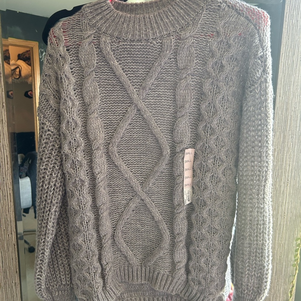 Gray Cable Knit Sweater
